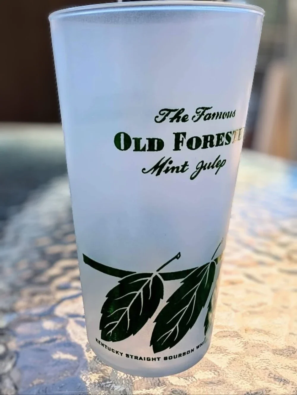 Vintage OLD FORESTER MINT JULEP FROSTED GLASSES Set of 5 - Kentucky Bourbon Ad